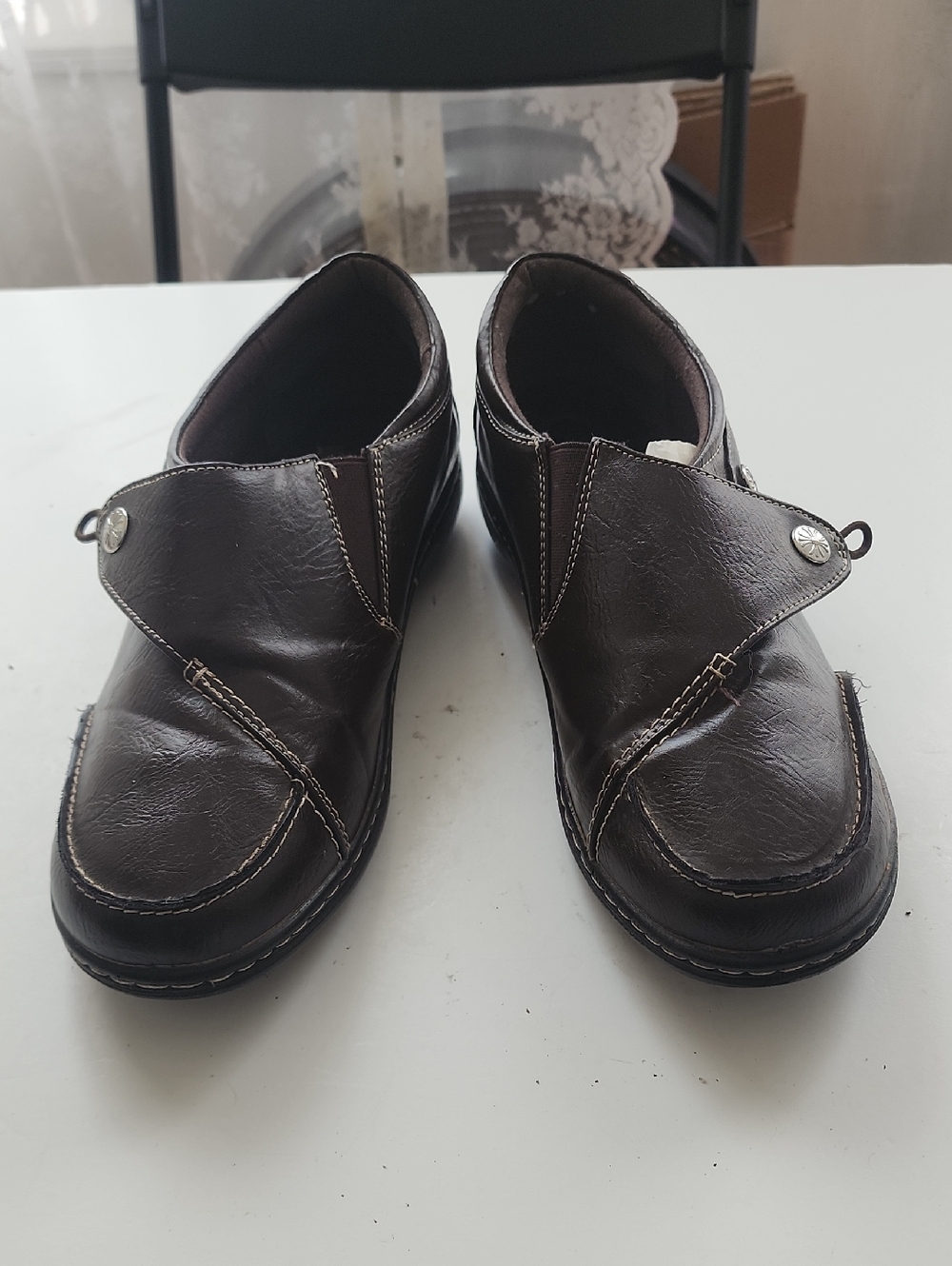 Men's Brown Slip-On Casual Loafers with Decorative Snap